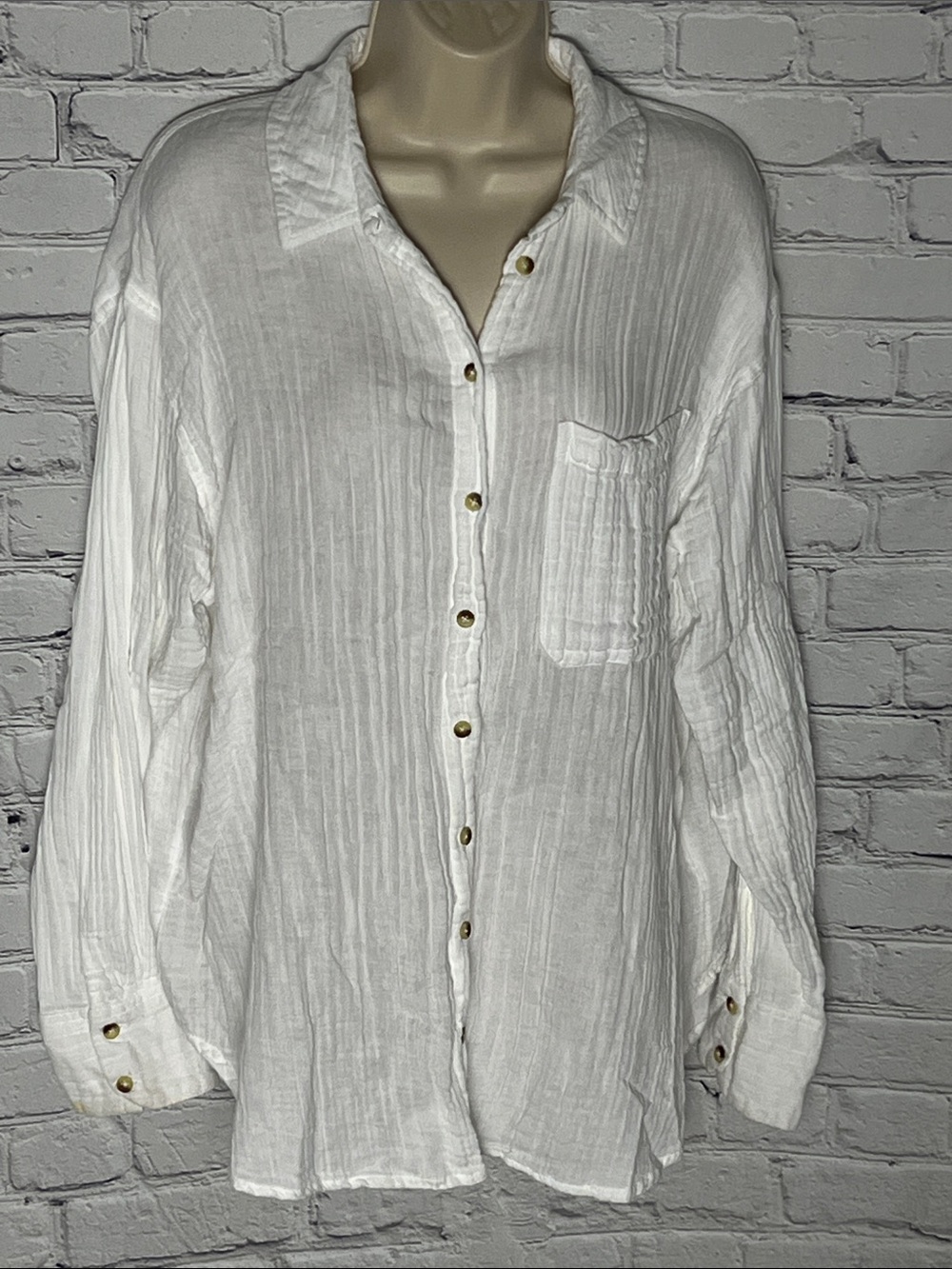 ASOS White Lightweight Button-Down Gauze Shirt
